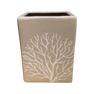 Gray Rectangular Pot with white Lines