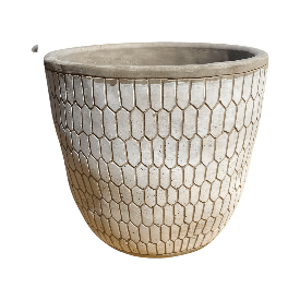 Gray Round Pot with Brick Design
