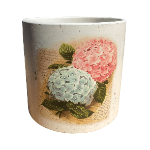 White Pot with 2 Flower Design