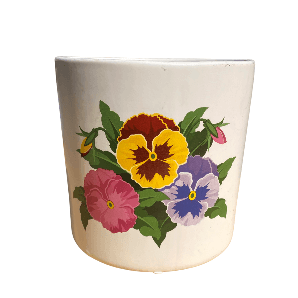 White Pot with Flower Design