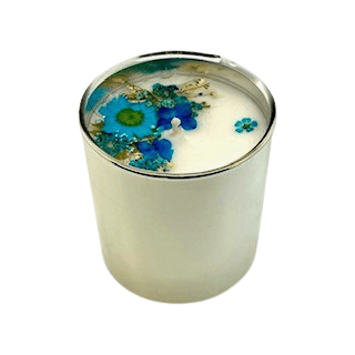 Silver Floral Candle - Blue Theme, Floral Scent 1