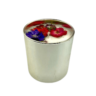 Silver Floral Candle - Red Theme, Floral Scent 1