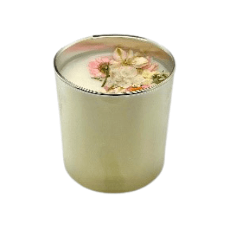 Silver Floral Candle - White Theme, Floral Scent 1 New