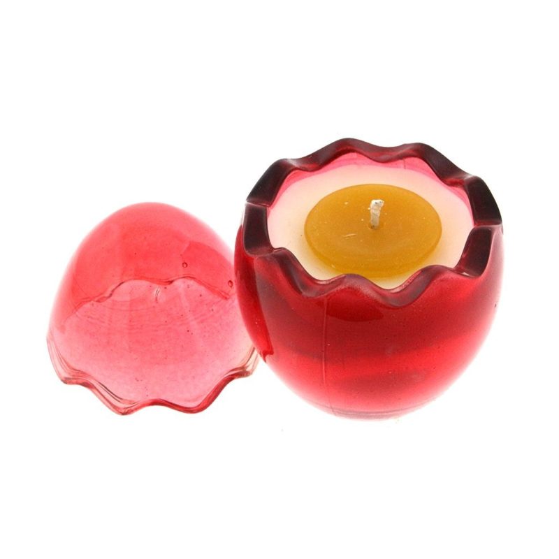 Red glass Easter Egg with a yellow yolk and the red glass top