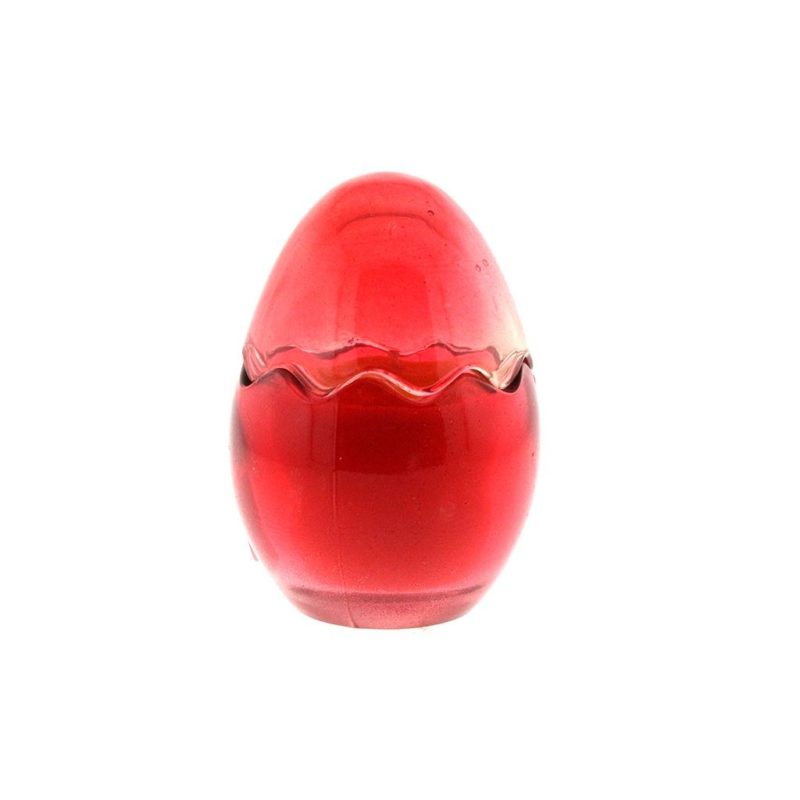Red glass Easter Egg with a yellow yolk closed with a red glass egg top