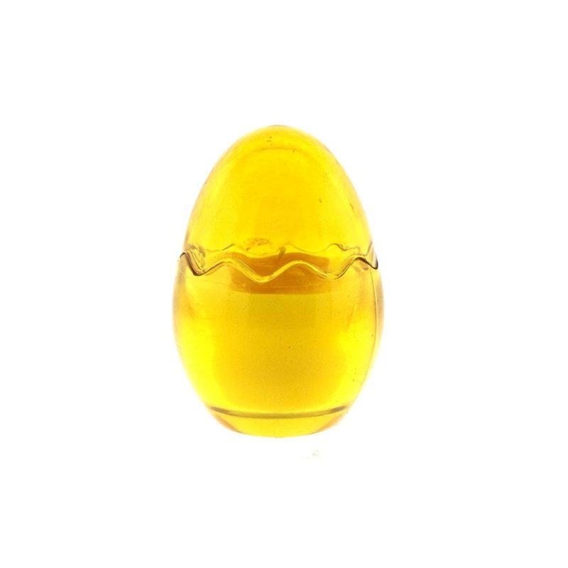 A Yellow Glass Easter Egg candle with the top.