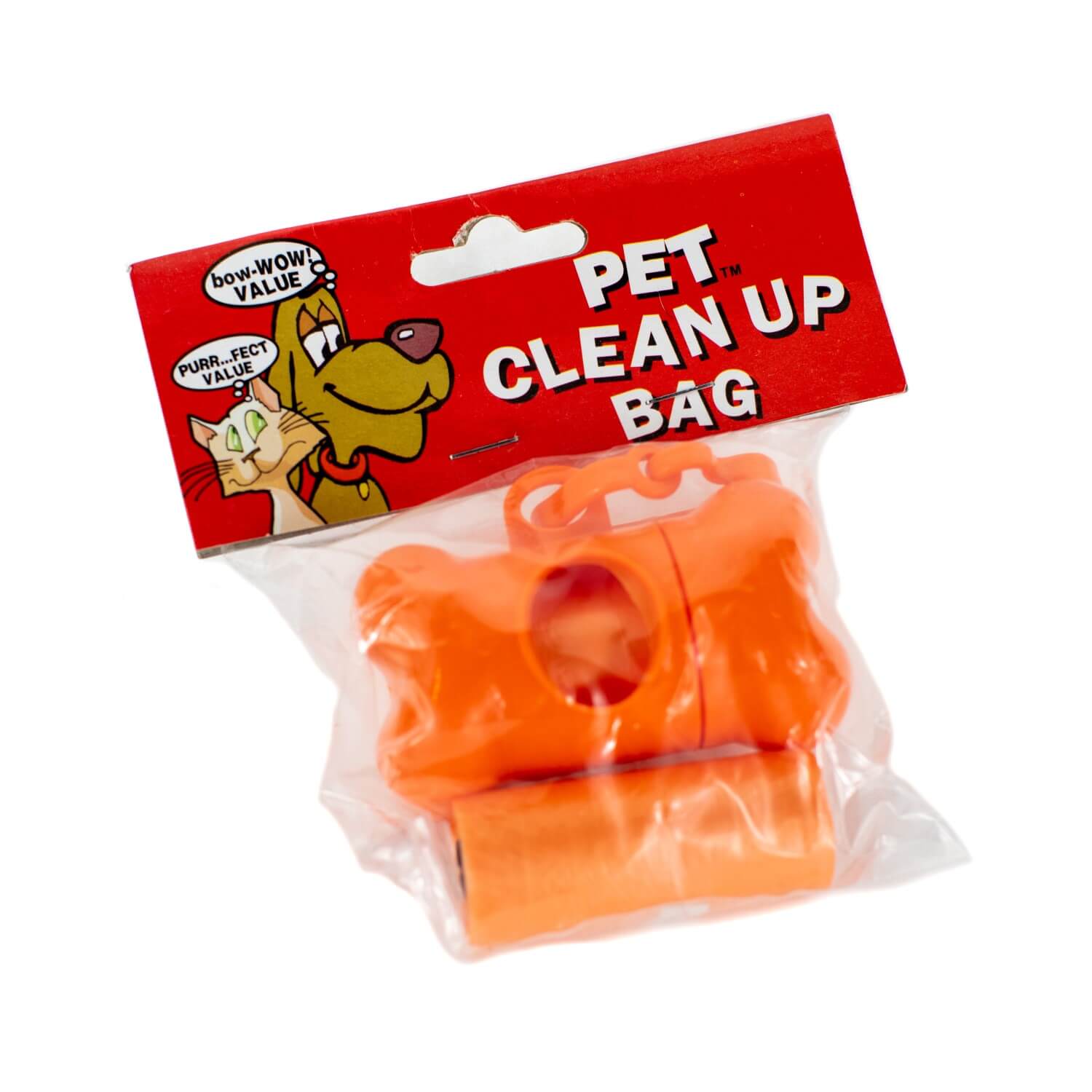 Pet Clean-Up Kit: Waste Bags with Dispenser and Leash Clip - orange.