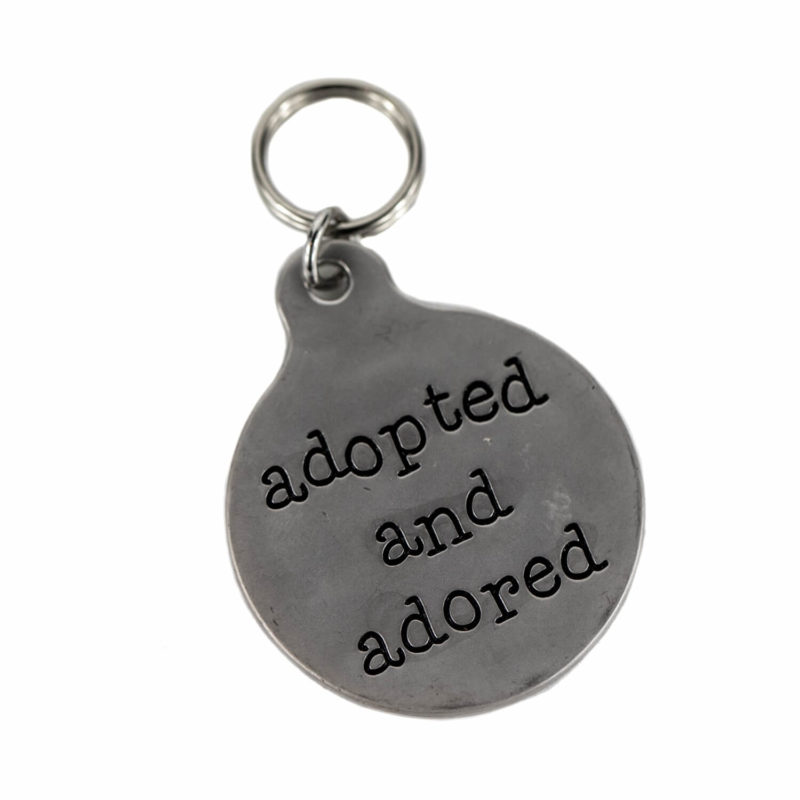"Adopted and adored" Funny Quote Pet Tags.