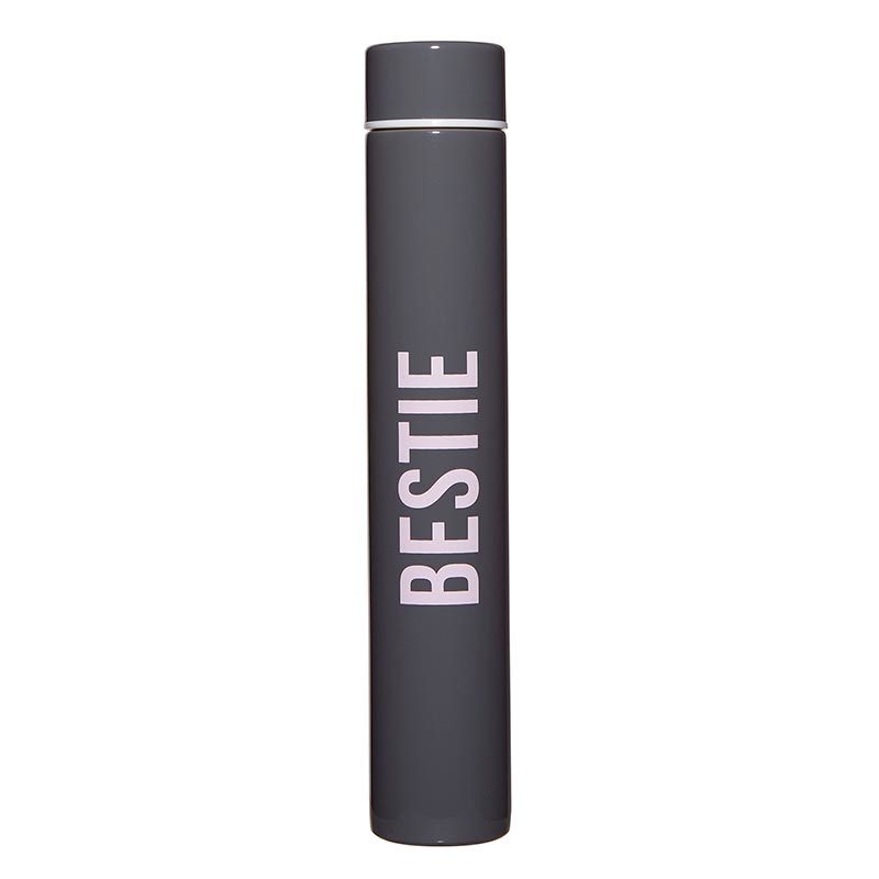 A black Quoted Traveling Flask – with the word "Bestie".