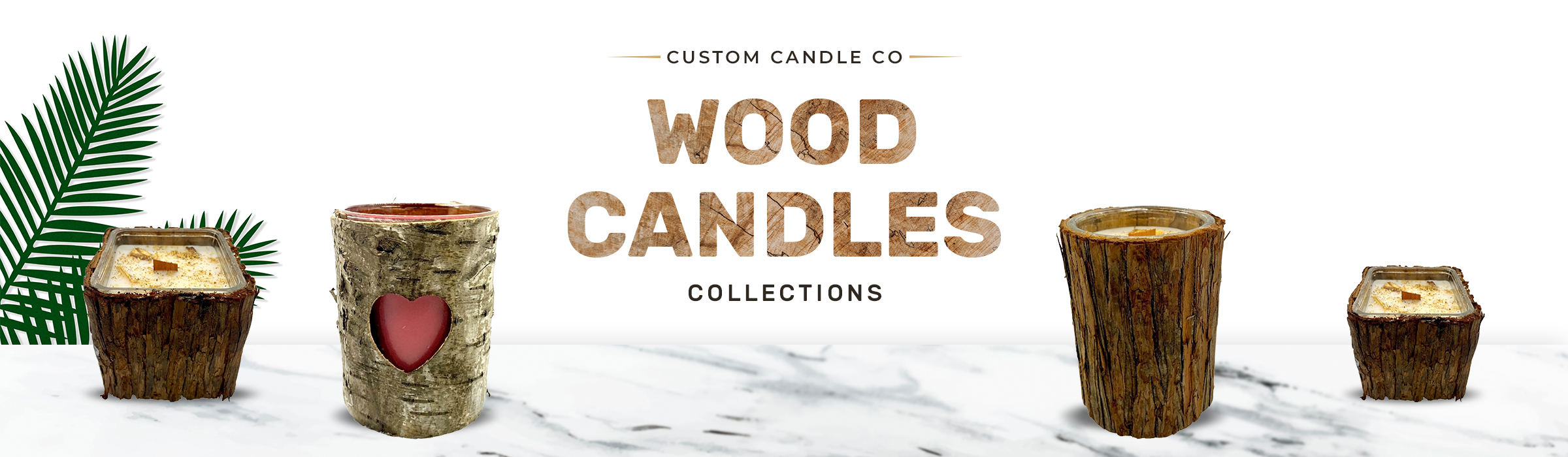 Wood Collection candles banner.