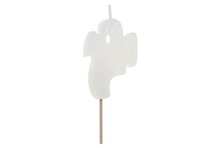 Ghost Stick Candle, white background.